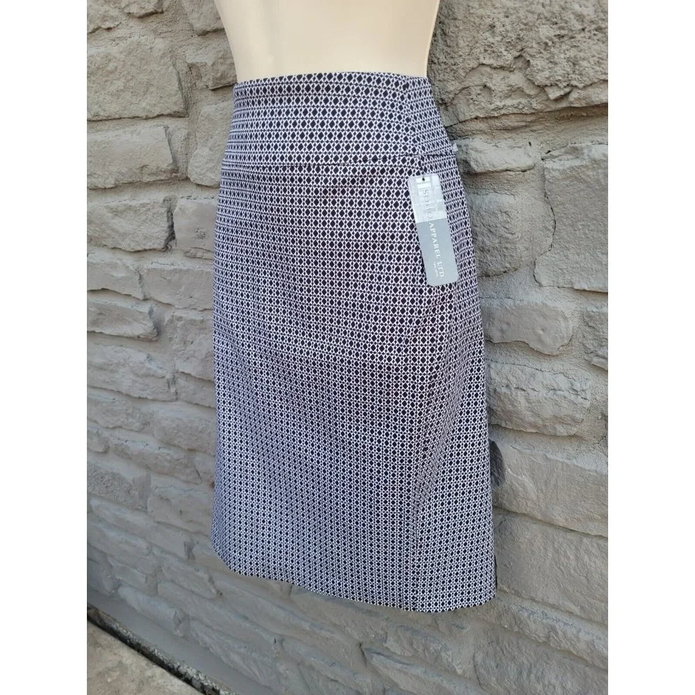 NWT Soho Apparel Black & White High Waisted Geometric Pencil Skirt Size Small